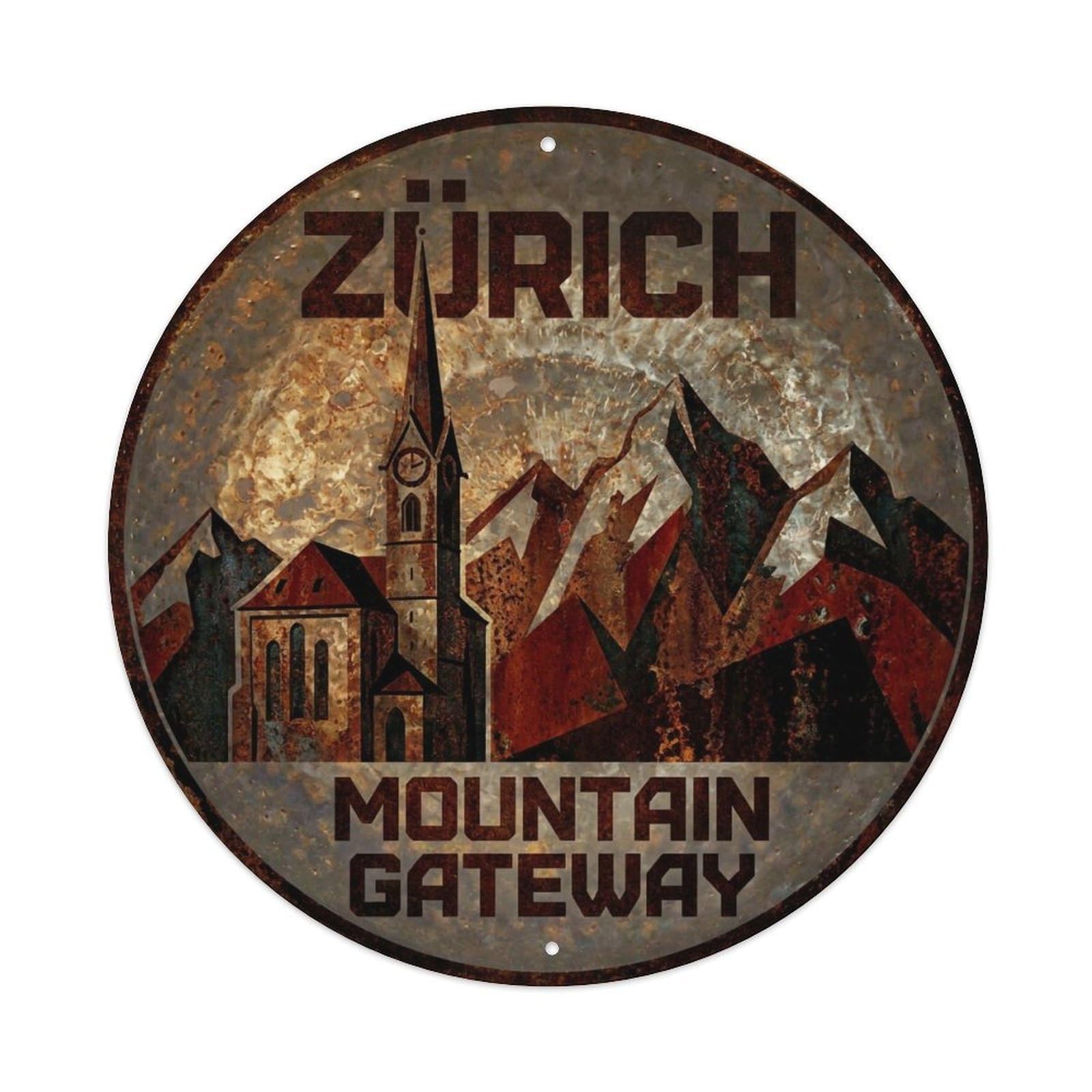 Vintage Travel Zurich Switzerland Decor Vintage Metal Tin Sign Plaque Wall Decor for Cafe, Club Bar, Office, Garden Metal Poster 8x8Inch