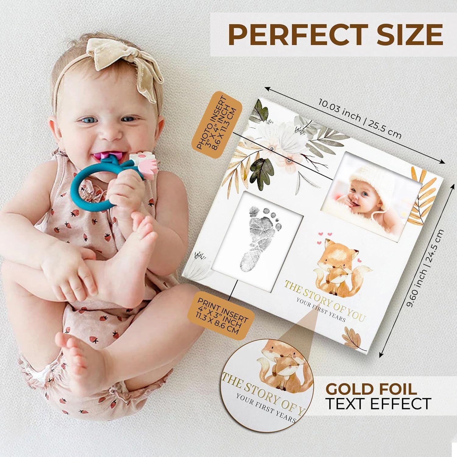 Libro dei ricordi per bambini o bambine, libro naturale per neonati dalla nascita, diario per i primi anni con tampone di inchiostro, libro per ricordi per bambini, neomamme, articoli essenziali per