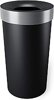 Umbra Vento 16.5-Gallon Open Top Kitchen Trash Can, Black/Nickel - Sleek, Durable Garbage Bin with Hidden Bag Ring