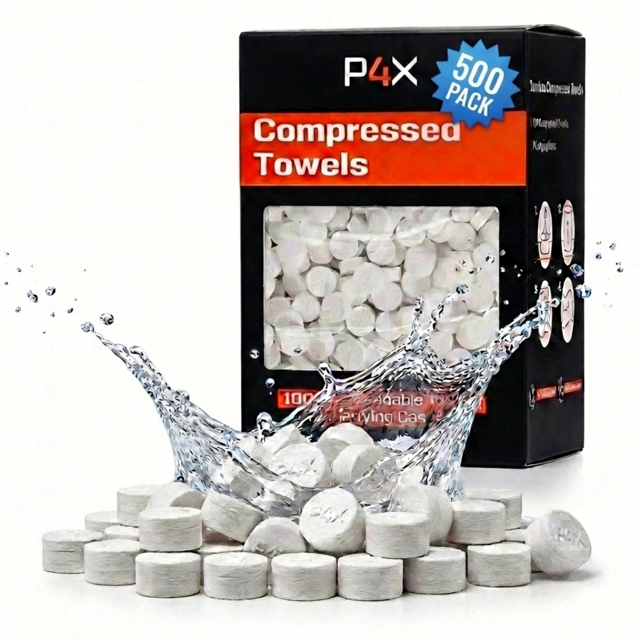 Compressed Towel Tablets - 100% Bamboo Camping Toilet Paper Tablets, Great for Hiking, Travel and Backpacking - Disposable Washcloths, Body Wipes, Paper Towel Coin Tissue - 100/250/500 Pack