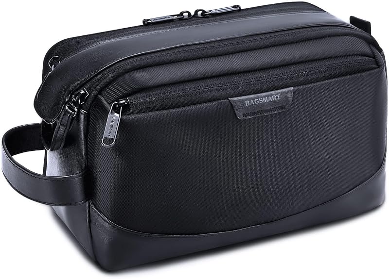 Necessaire BAGSMART para Viagem com Compartimentos e Zíper Duplo, Preta