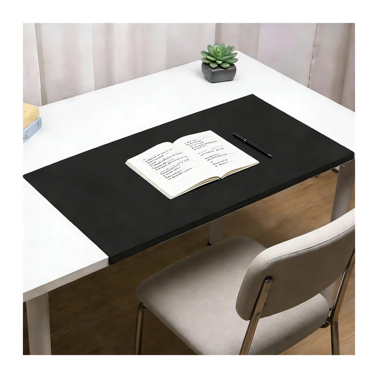 Schreibtischunterlage mit Kantenschutz – Verlängertes Tastatur- & Mauspad, wasserdicht, rutschfest für Büro, Arbeit, Schreiben & Studium(Schwarz,140x60cm)