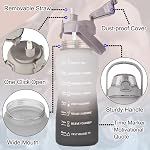 Half Gallon/64oz Daily Sports Water Bottle with Straw & Motivational Time Marker,BPA Free Plastic Water Jug,2 Liter Drinking Bottle for Fitness,Travel,Camp and Outdoor Sports(64oz/2000ml,Grey to Black