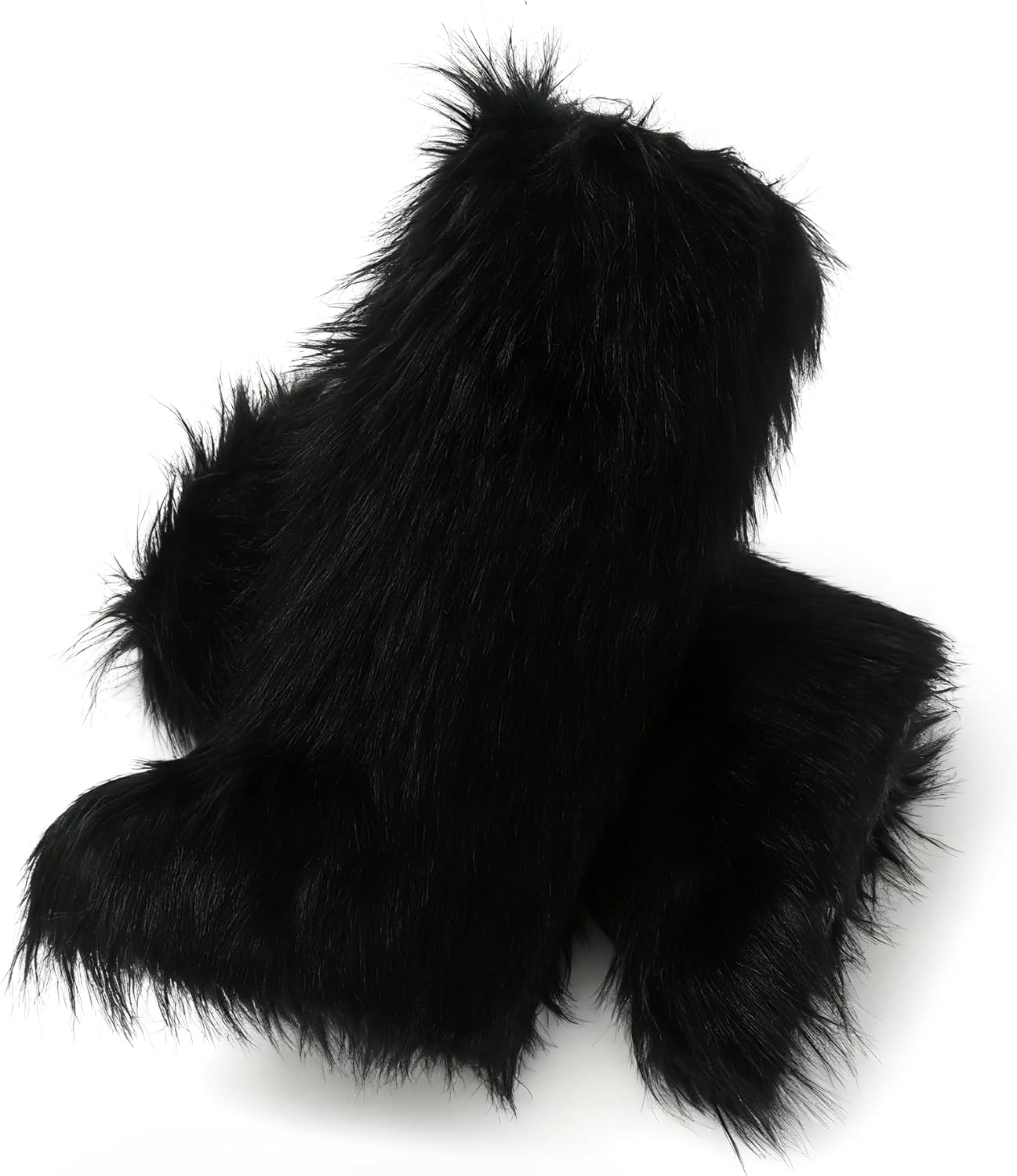 Fur Boots for Women Knee High Tall Long Furry Fuzzy Black Platform Snow Winter Round Toe Comfortable Mid-Calf Short Ankle Classic Warm Outdoor