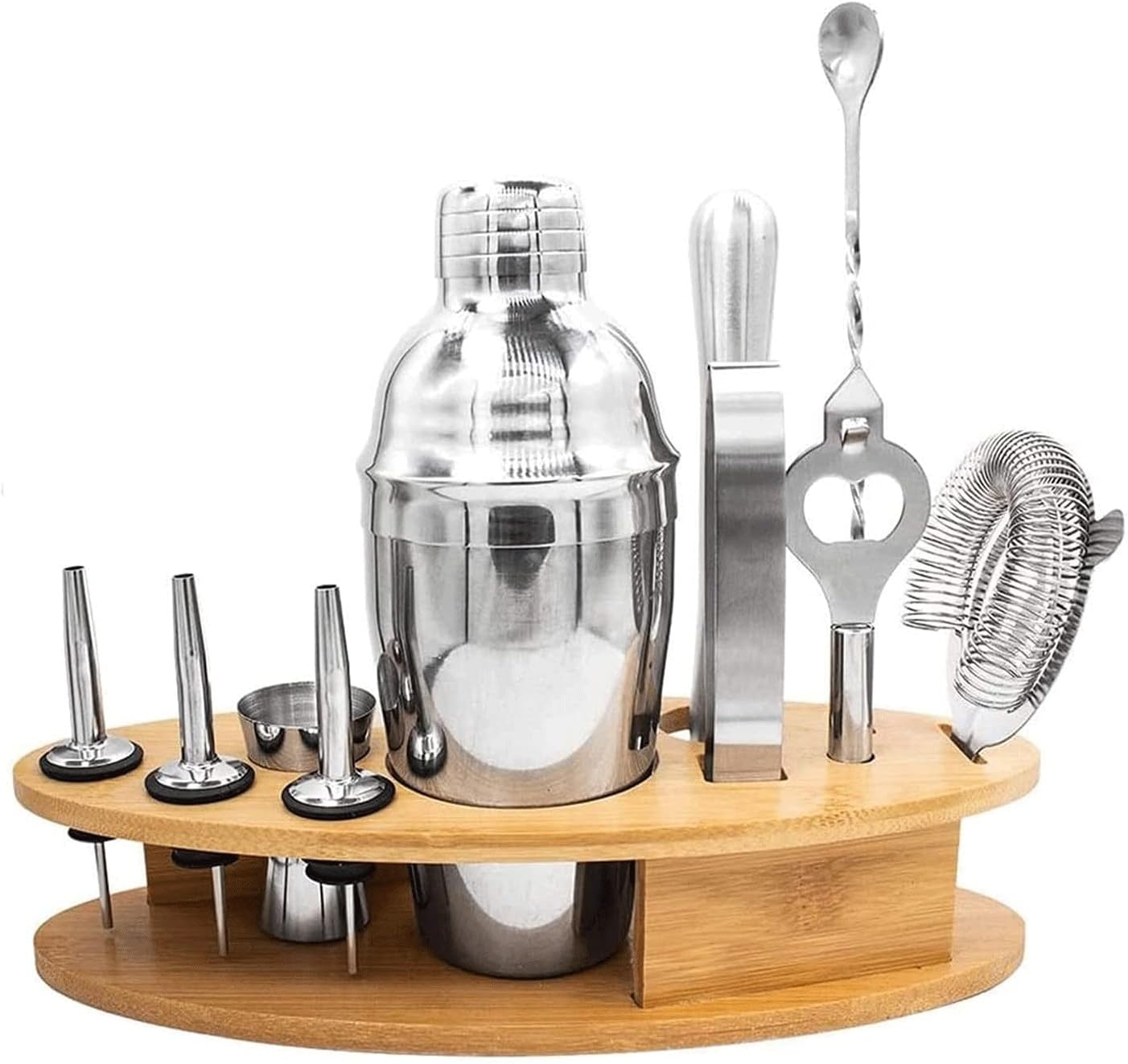 Bartender Kit,11 Piece Cocktail Shaker Set with Stand - Perfect Home Bartending Kit for Mixed Drink