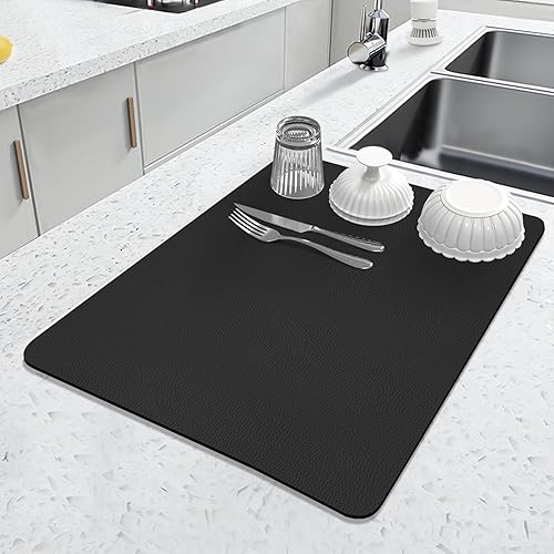 Vista 39 de LOPNUR Tapete de secado de platos de cocina, tapete grande de secado de platos de 24 x 16 pulgadas para encimera de cocina, almohadilla de secado
