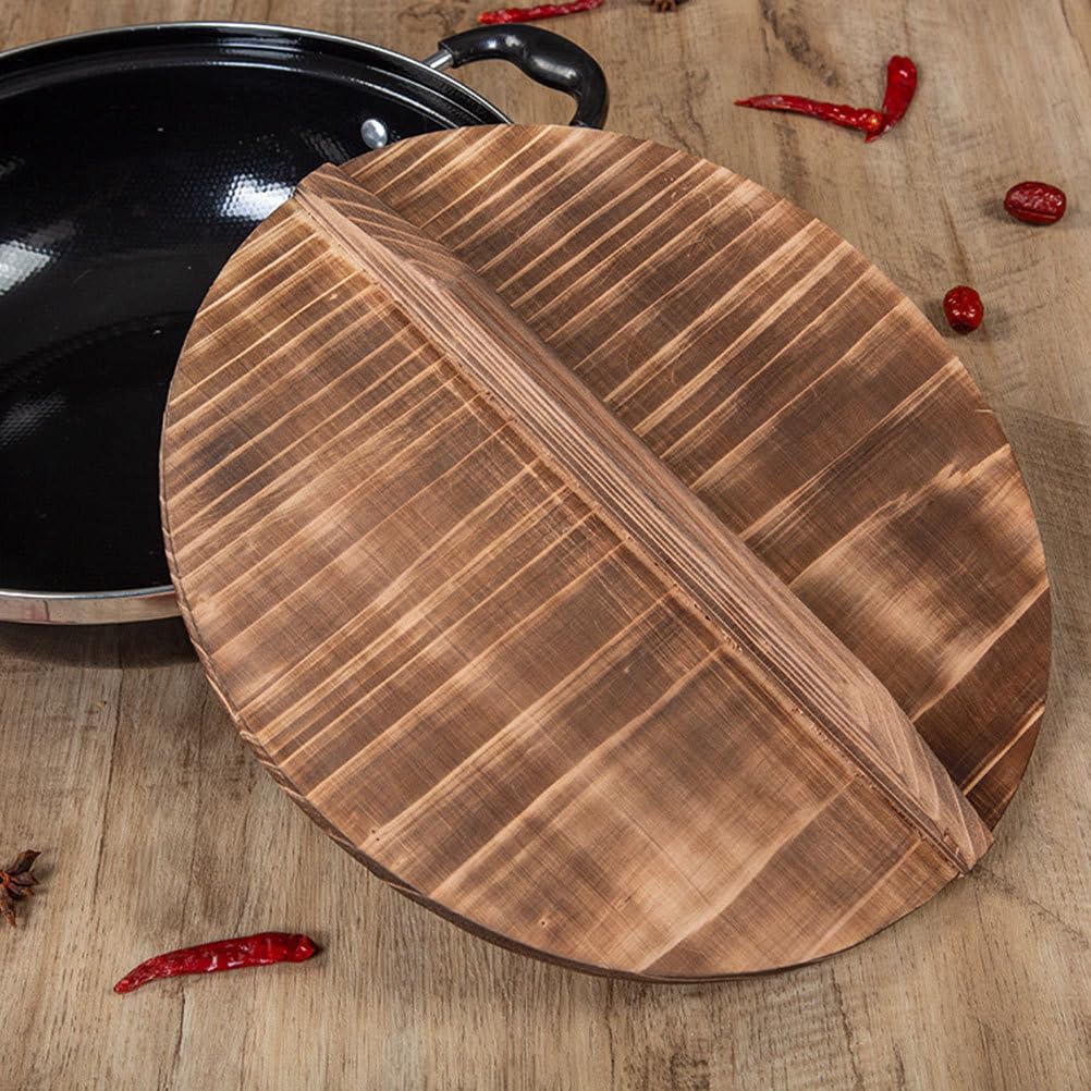 Couvercle De Wok En Bois 35x35cm - Cache-Pot Anti-Éclaboussures Pour Poêle Et Marmite