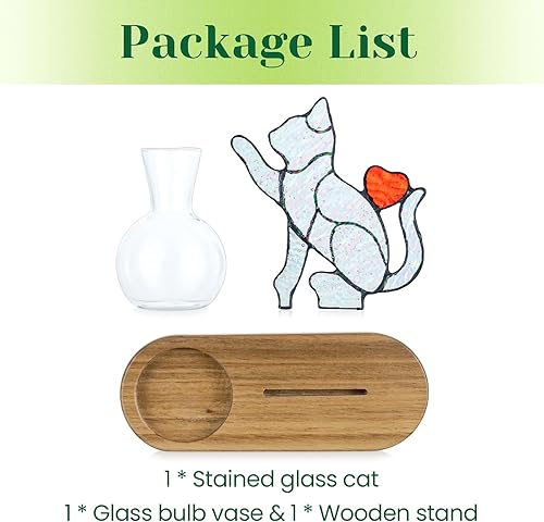 Miniatura 7 de Hewory Estaciones de propagación de gatos hechas a mano maceta iridiscente para gatos con soporte de madera para decoración de escritorio para