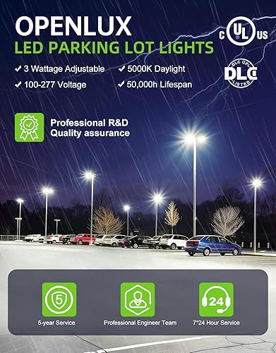 Miniatura 2 de Luz LED de estacionamiento 320 W 256 W 192 W ajustable con fotocélula UL DLC listado 48000LM LED Shoebox Pole Flood Lights Slip Fit Mount 5000K IP65