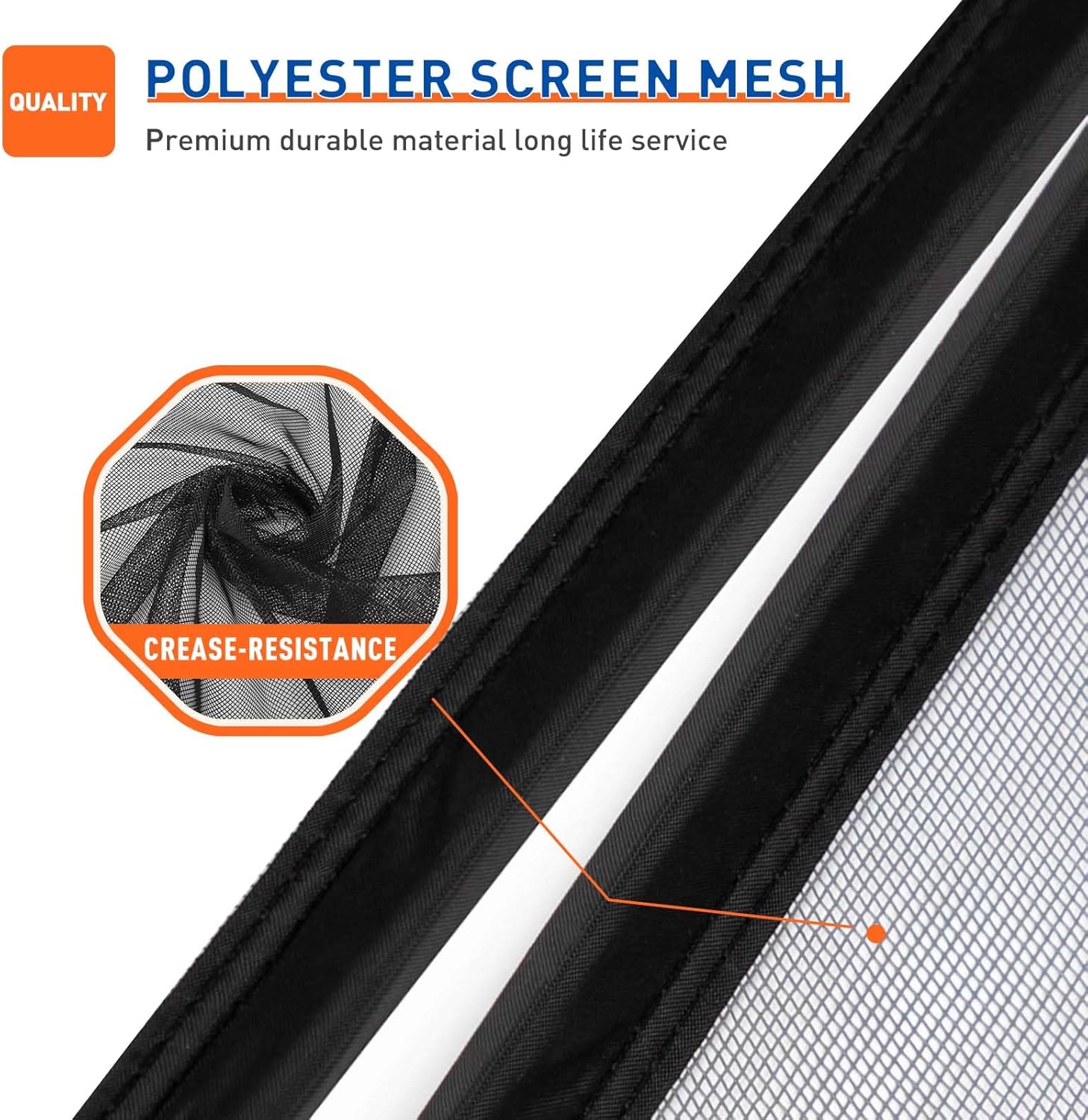 MAGZO Magnetic Screen Door Side Opening, Fits Door Size 72 x 80 Inch, Actual Mesh Size 74" x 81", Fiberglass Net Screen with Strong Magnet for Doorway, Gray