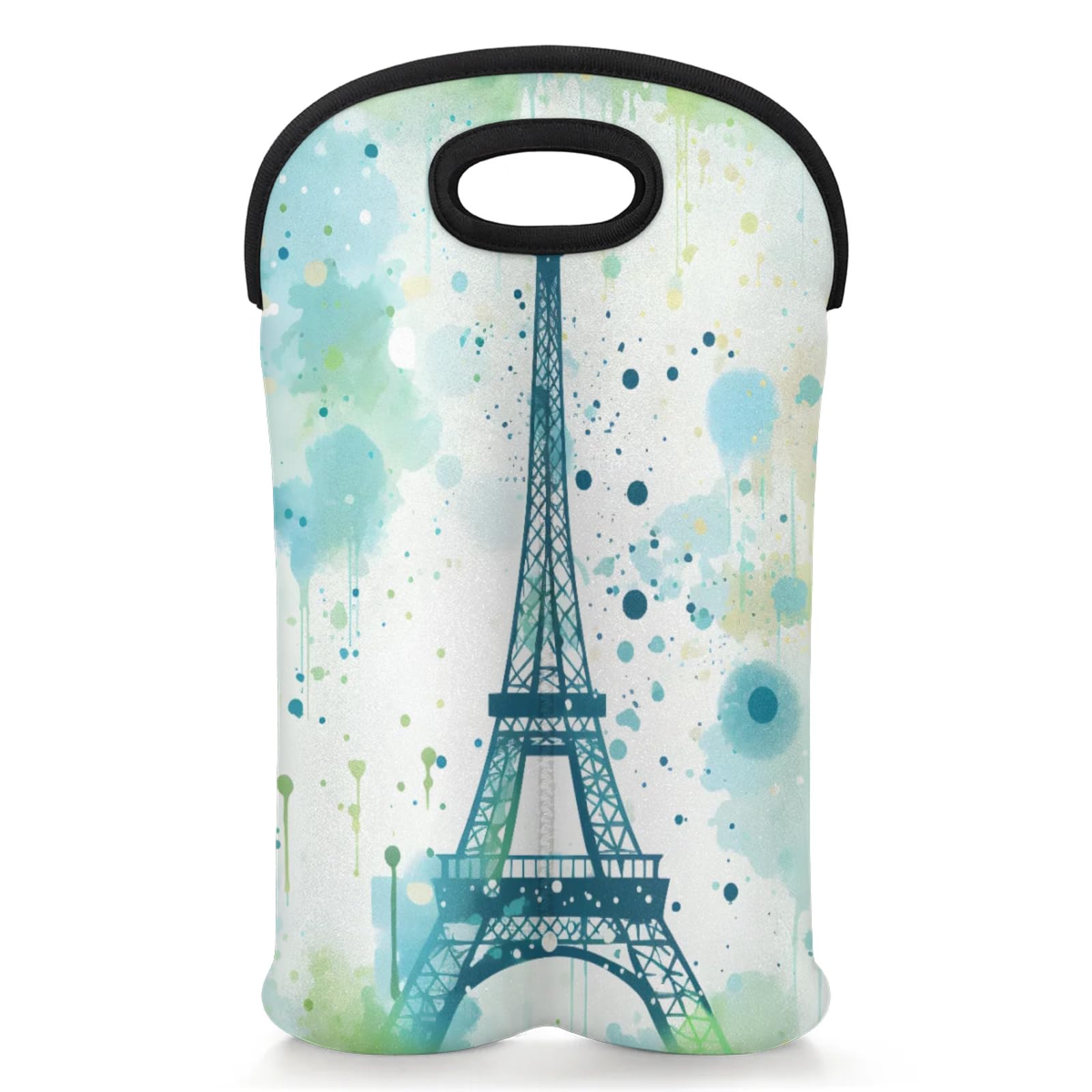 GzLeyigou 2 Bottles Eiffel Tower Wine Bag Sleeve Totes Neoprene Protective Wine Carrier Bag for Wine,Water, Champagne, Beer, Baby Bottles,Gift 14.5 x 10 Inches
