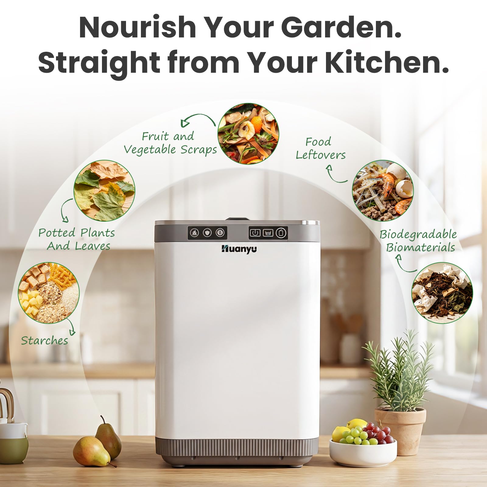 Huanyu Compostador eléctrico de Cocina de 4 litros