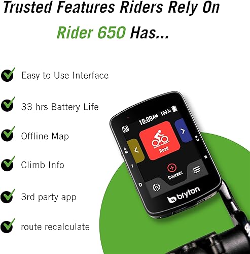 Miniatura 6 de Bryton Rider 650 - Pantalla táctil LCD a color de 2.8 pulgadas, GPS para bicicletaciclismo, mapa precargado de EE. UU., compatible con radar de