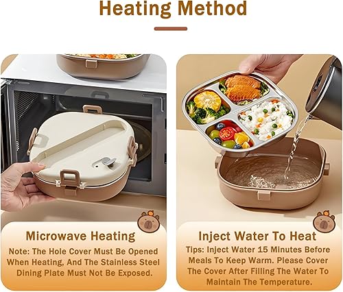 Miniatura 4 de Caja Bento de Acero Inoxidable, Lonchera Hermética de 800ml, Fácil de Abrir y Cerrar, Recipiente para Almacenar Alimentos para Salidas, Picnics y