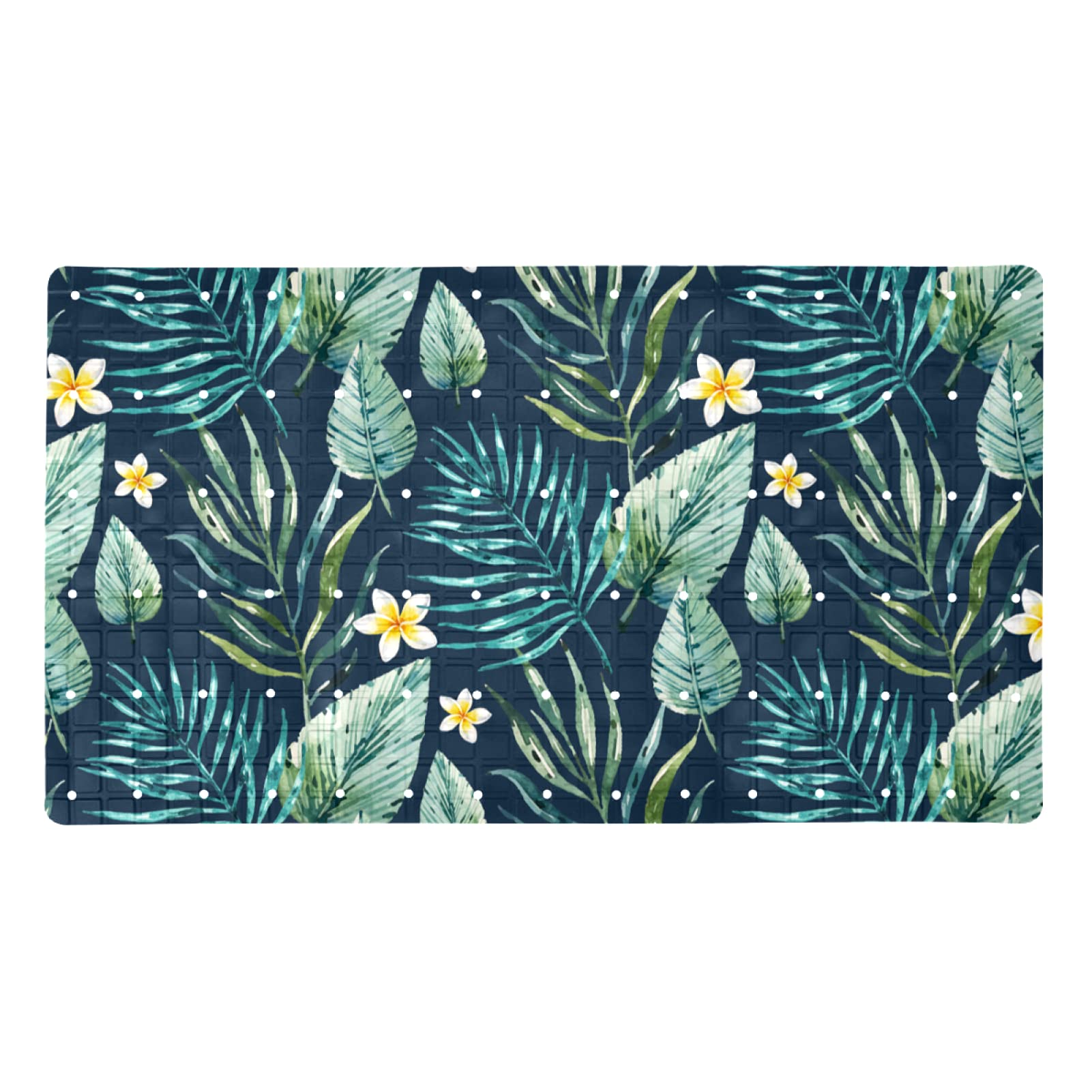 Tapis de bain antibactérien haut de gamme sans latex motif feuilles tropicales