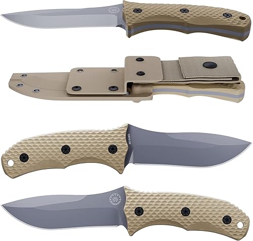 Miniatura 9 de Off-Grid Knives - Hoja fija Coyote Backcountry - Cuchillo de acero D2 con acabado de lavado de grises espiga completa escala Coyote Tan G10 funda