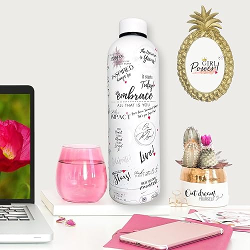 Miniatura 10 de Girl Power 247 Girl Boss - Botella de agua inspiradora de 24 onzas con citas motivacionales, botella de agua de acero inoxidable, regalos de viaje
