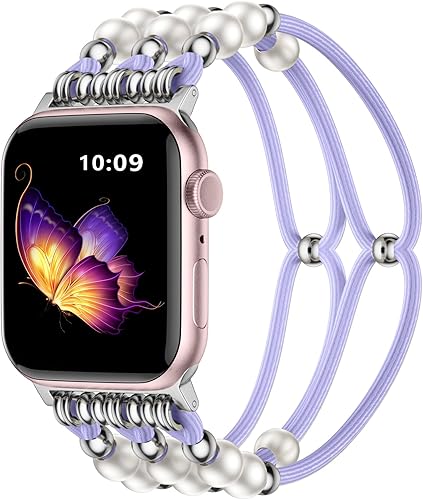 Miniatura 9 de Omnillert Correas de cuentas compatibles con Apple Watch Band de 1.61, 1.57, 1.49, 1.77, 1.73, 1.65 y 1.73 pulgadas para mujer, pulseras bohemias
