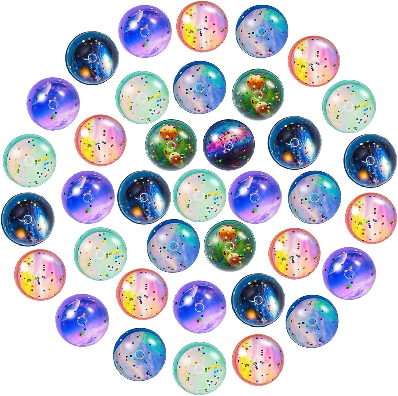 Space 36 PCS Space Bouncy Balls, Star and Planet Bouncy Balls for Kids Party Bags, 30mm Space Ball Party Bag Fillers for Kids, Colorful Bouncy Ball for Festival Birthday Gifts