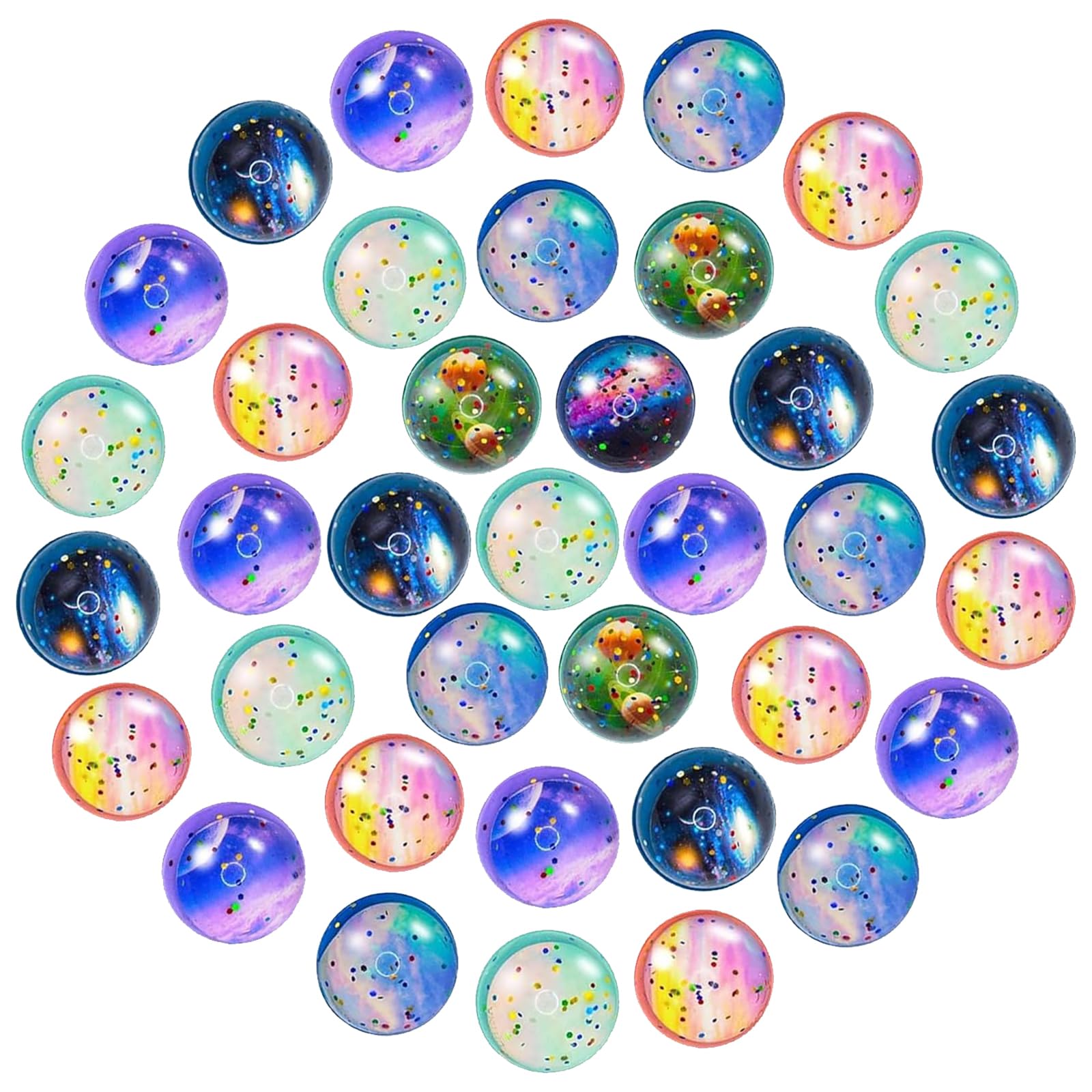 Space 36 PCS Space Bouncy Balls, Star and Planet Bouncy Balls for Kids Party Bags, 30mm Space Ball Party Bag Fillers for Kids, Colorful Bouncy Ball for Festival Birthday Gifts