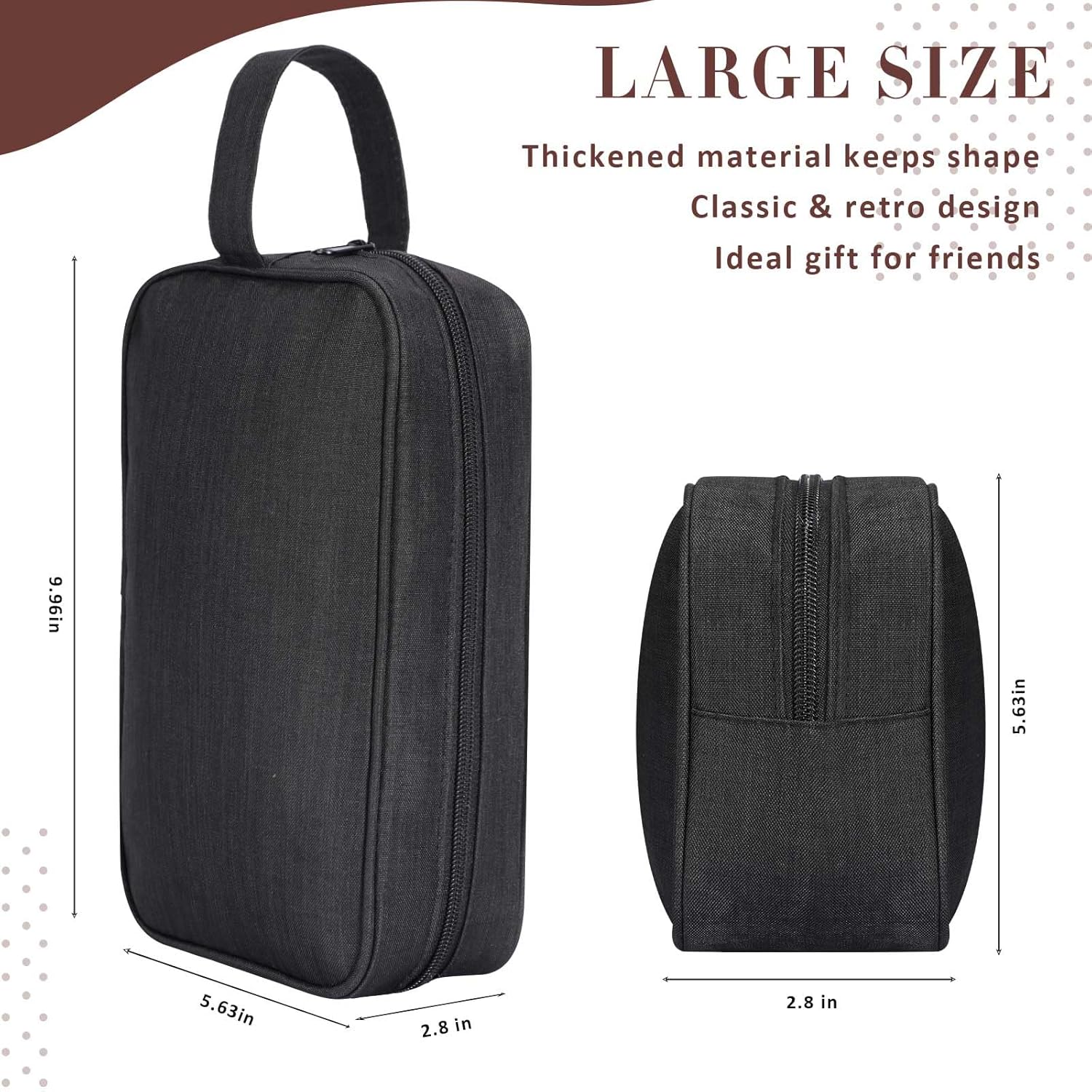 Sweetude 9 Pieces Large Toiletry Bag for Men and Women Black Toiletry Travel Bag Bulk Water Resistant Shaving Organizer with Hanging Handle Divider Foldable Cosmetic Pouch for Cosmetics Accessories - Image 2