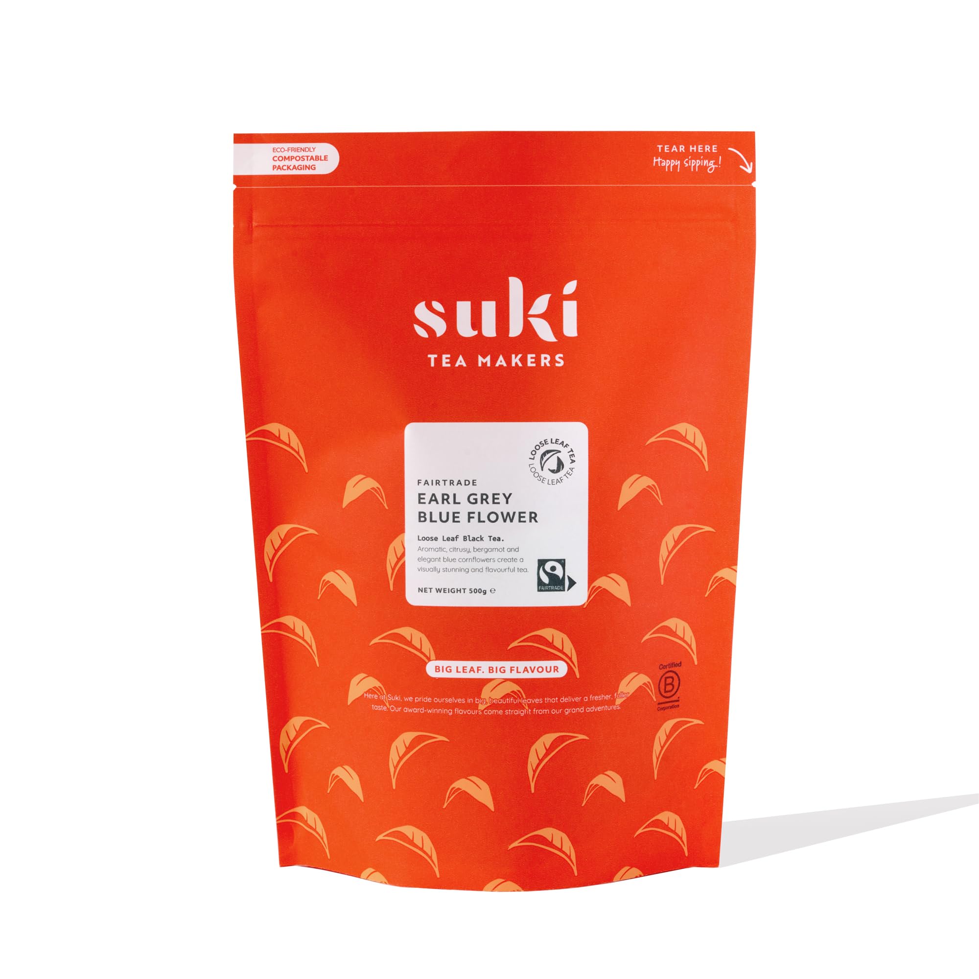 Suki Earl Grey Tea - 500g Loose Leaf - East African Black Tea Blend with Bergamot & Cyanus Flower Petals - Classic - Fairtrade - Great Taste - Brews in 2-5 Mins