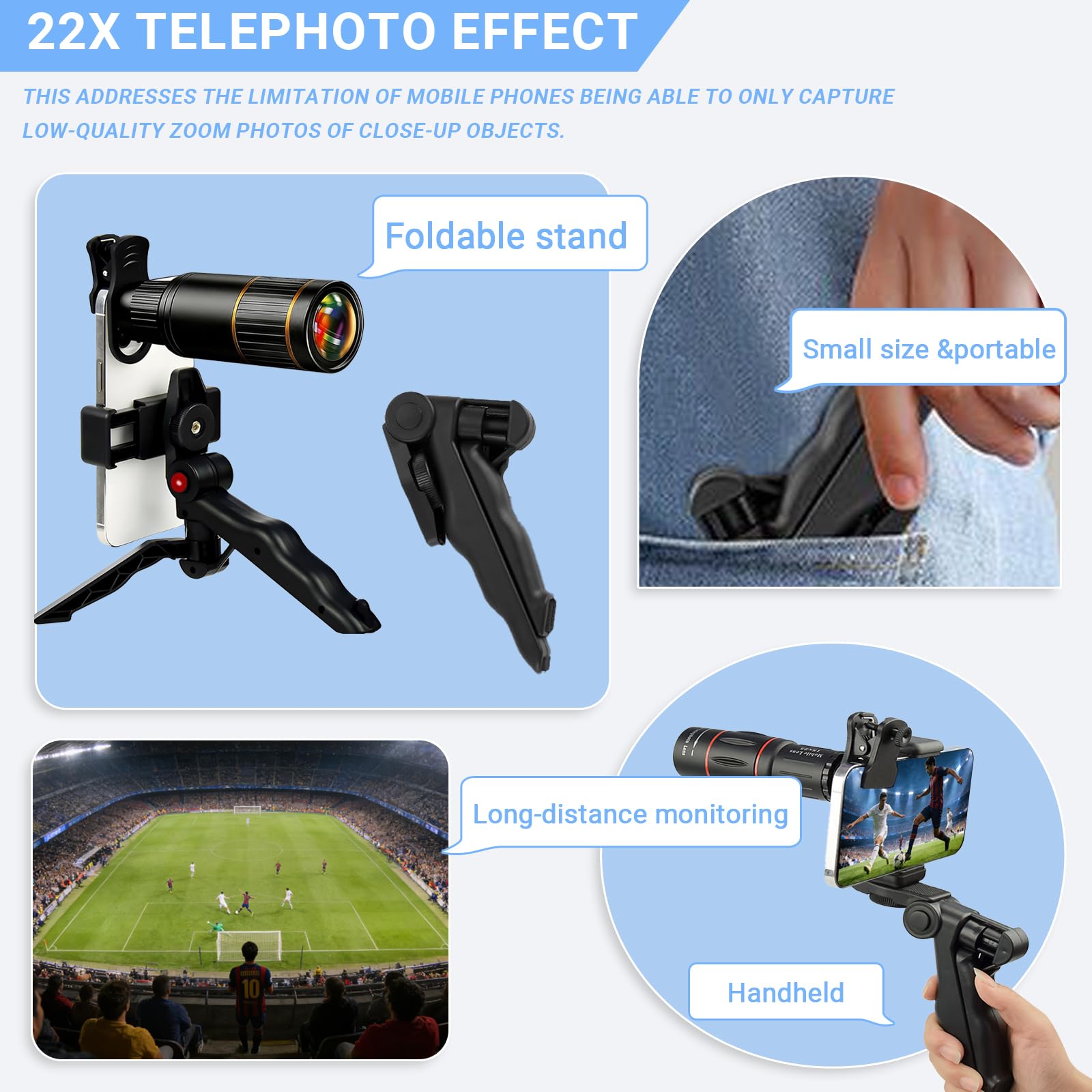 Obiettivo per fotocamera 11 in 1, obiettivo per cellulare con treppiede, 22 teleobiettivi, 0,63 x larghi, lenti fisheye a 198°, 15 x telefoni cellulari, caleidoscope lens6 – per la maggior
