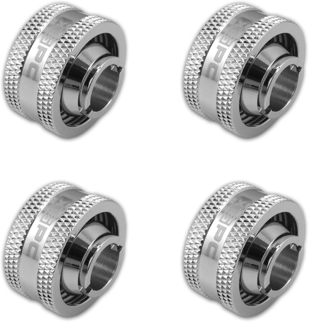 G1/4" to 1/2" ID, 3/4" OD Compression Fitting V2 for Soft Tubing, Chrome, 4-pack