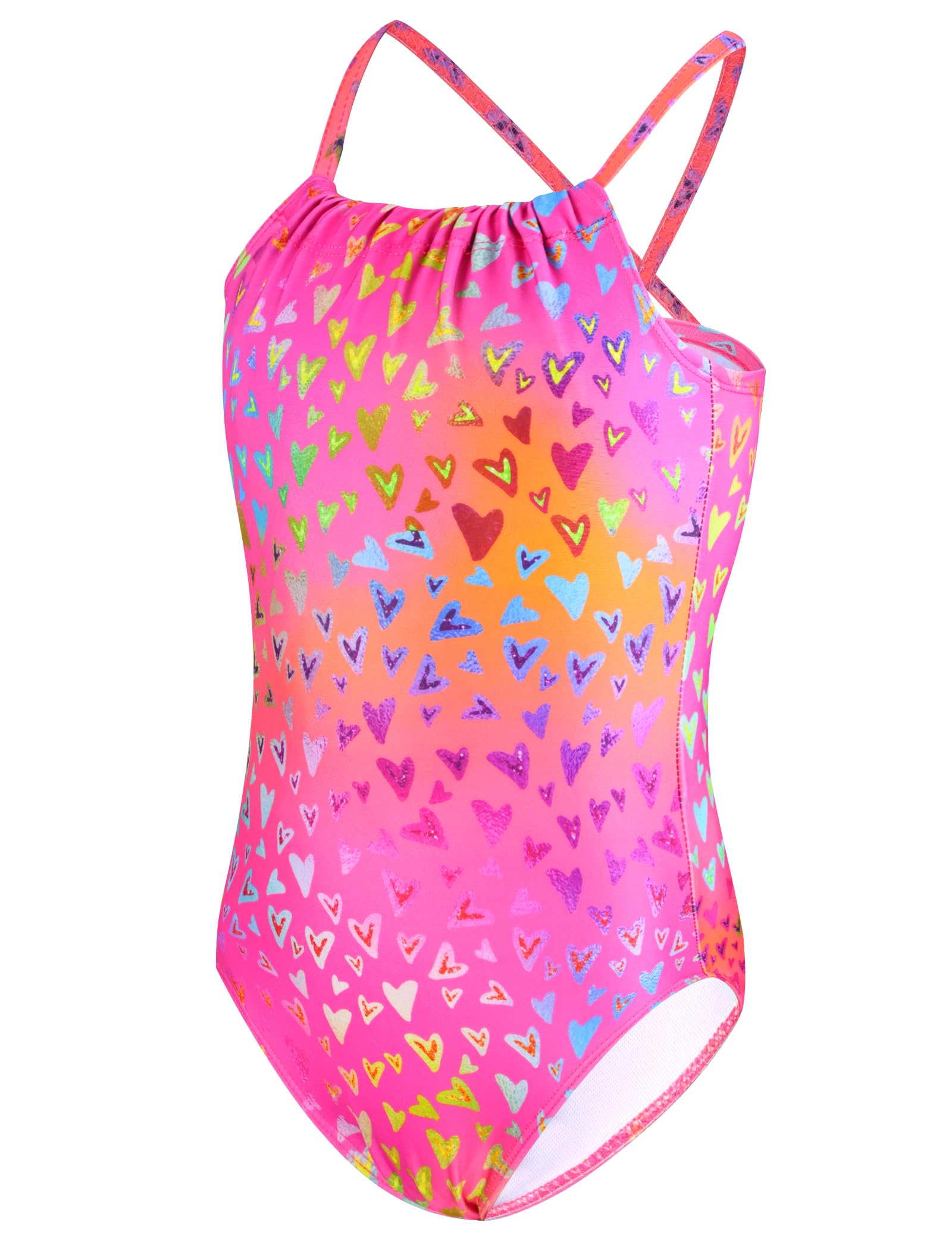 TENVDA Girls Swimsuit Summer Beach Sport Halter Bathing Suits One Piece Swimwear for 2-12 Years Old Kids