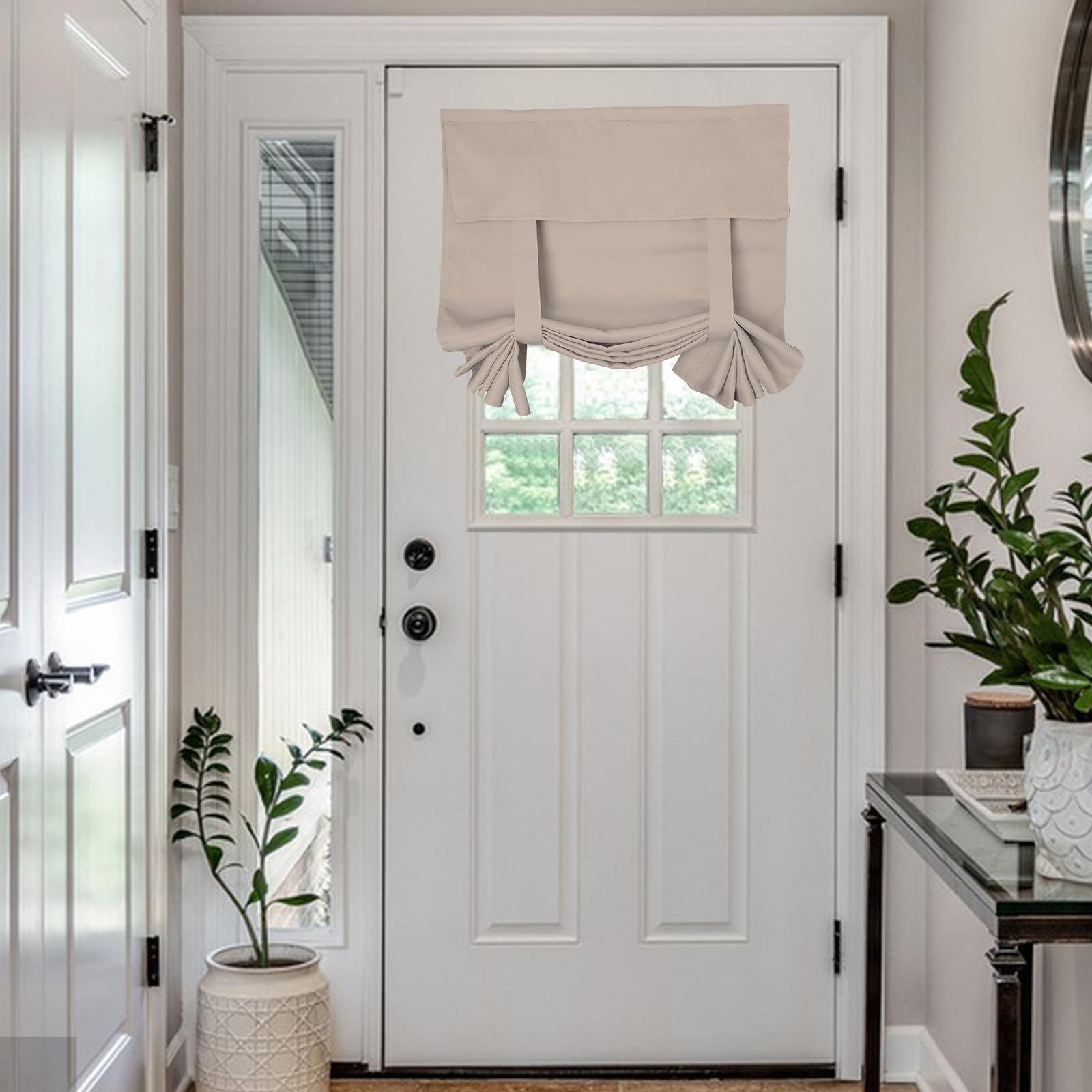 Maritown Door Window Curtains 1 Panel No Drill Blackout Privacy French Door Blinds Front Door Curtain Stick on Shades for Patio Door Backdoor Classroom Glass Door Window Cover