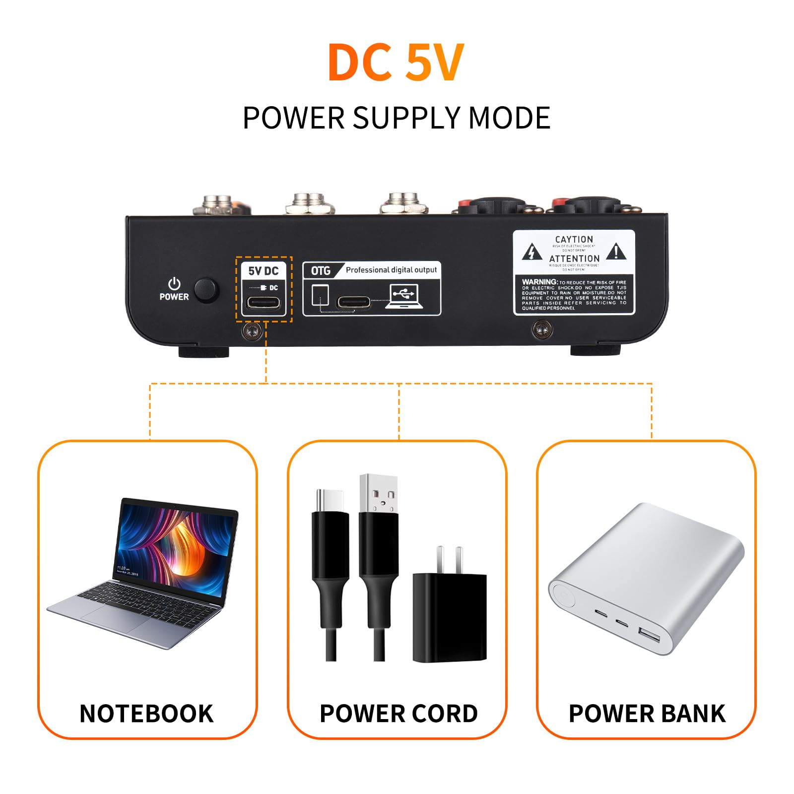 Przenośny mikser audio DJ 4-kanałowy mini karta mikser USB BT 48 V Phantom EQ 3 paski przycisk loopback