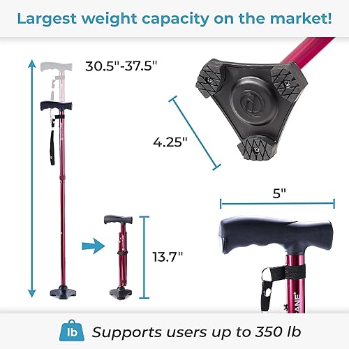 Vista 14 de HurryCane Freedom Edition - Bastón plegable con mango en T Púrpura