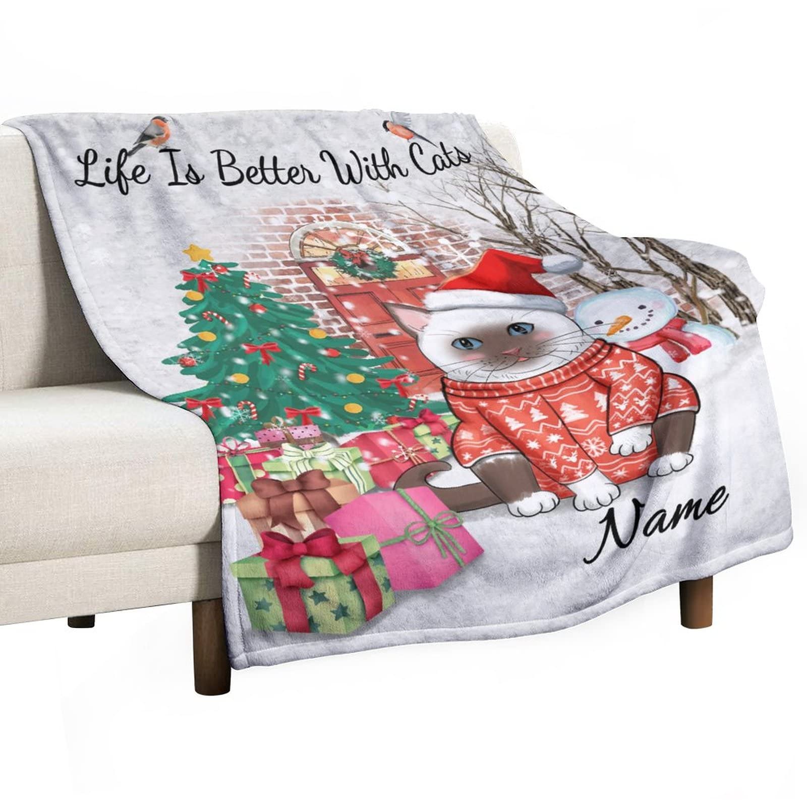 Couverture chat en flanelle double face 130x150cm plaid canapé moelleux