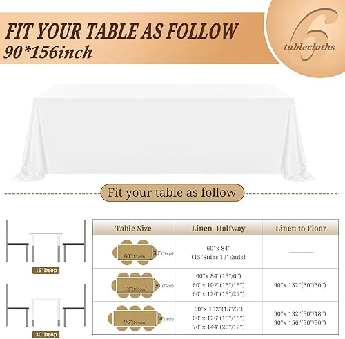Miniatura 159 de Pesonlook Paquete de 4 manteles redondos blancos de 90 pulgadas, mantel de poliéster para mesas redondas, mantel lavable, resistente a las manchas