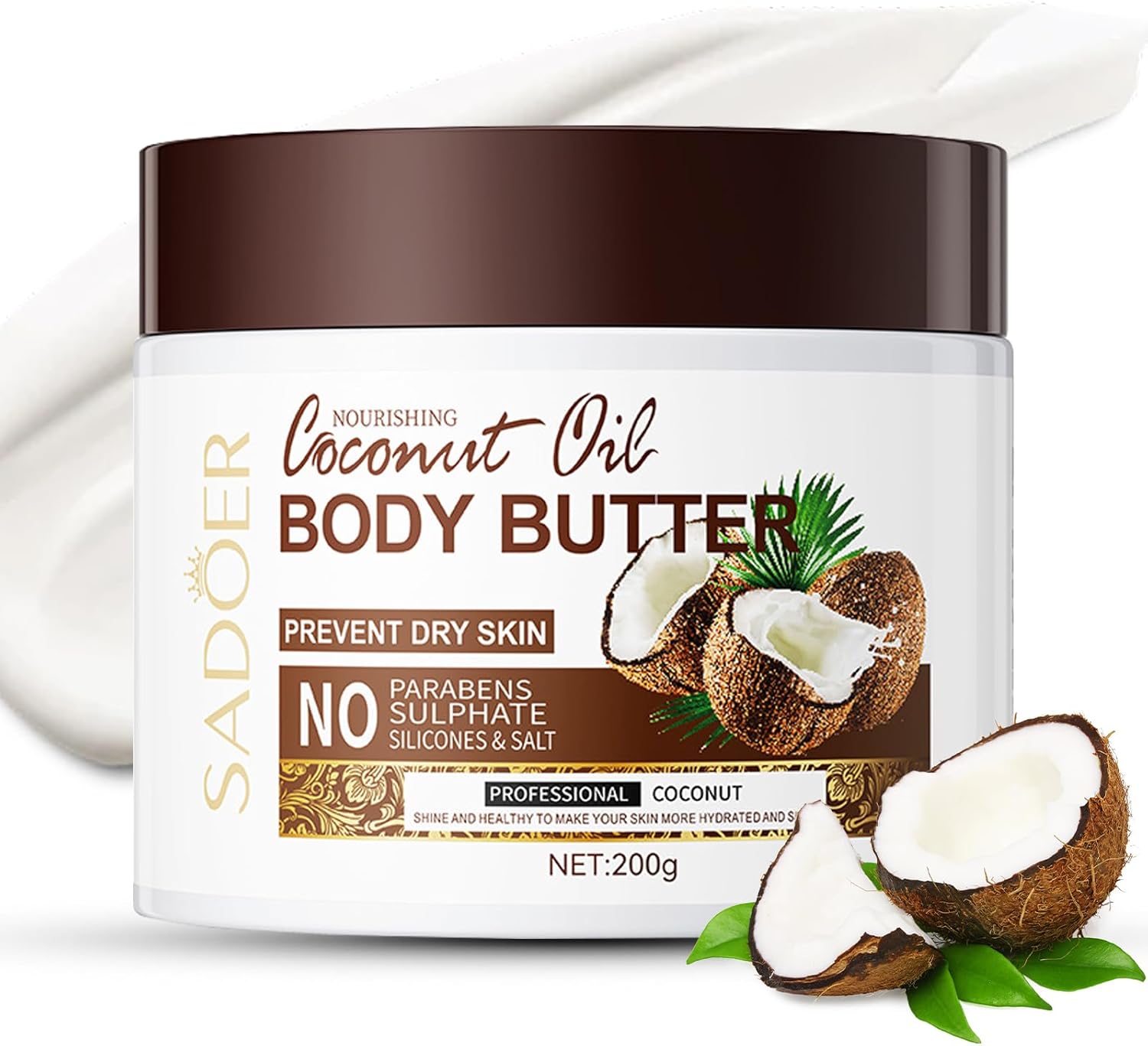 Coconut Body Butter For Women, Coconut Oil For Skin – Coconut Body Lotion, Body Skin Care Coconut Cream – Coconut Moisturiser Body Moisturiser For Dry Skin – Nourishes, Soothes, And Softens Dry Skin