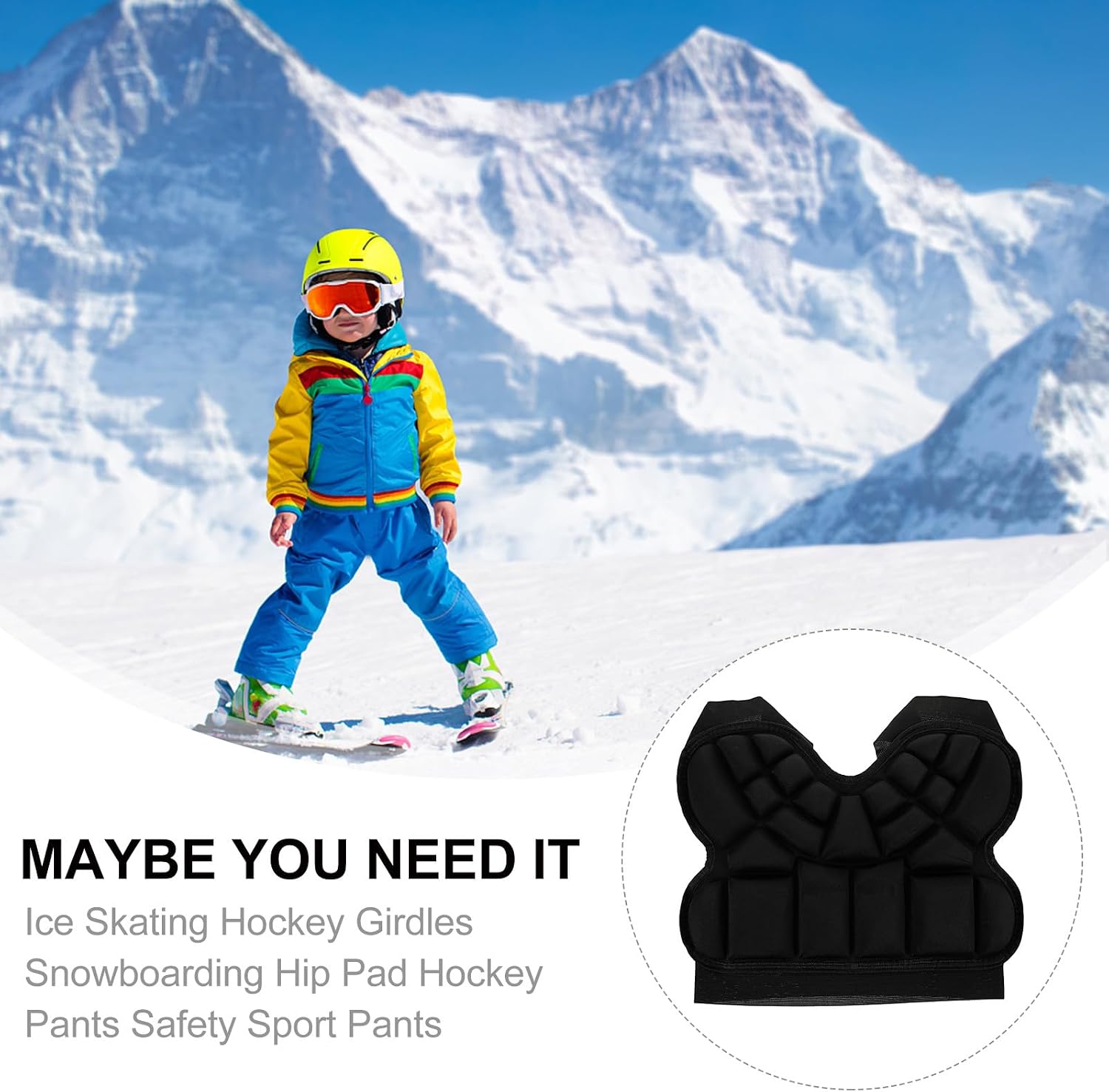 Skating Hip Pad Protective Shorts Buttock Cushion, Medium Size Youth Snowboarding and Hockey Padded Pants for Crash Protection