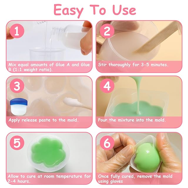 Foto 5 de 7 de 1DFAUL Kit para hacer Squishy de silicona líquida 17.6oz, Sin burbujas