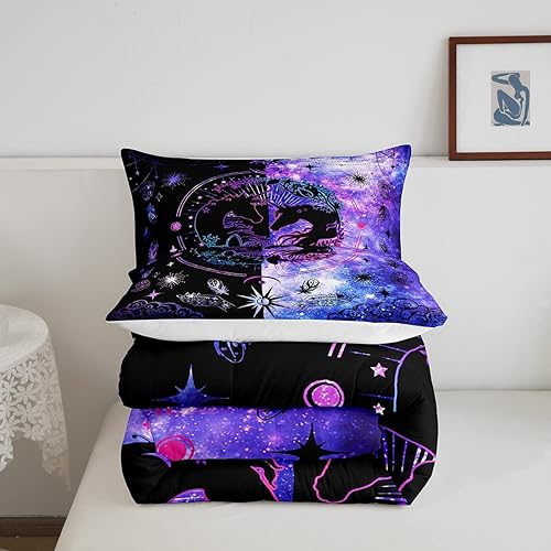 Miniatura 5 de Juego de edredón de unicornio de galaxia, tamaño Queen para niños y niñas, decoración de dormitorio, edredón de nebulosa del universo, edredón con