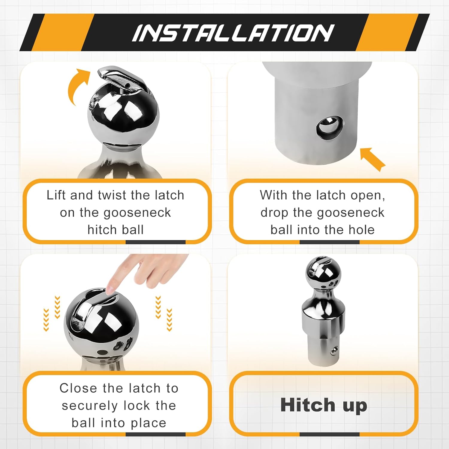 60692 Puck System Gooseneck Hitch Ball Kit Compatible with Ford F-250 F-350 F-450 Super Duty, Chevrolet Silverado 2500 HD 3500 HD, GMC Sierra 2500 HD 3500 HD, Nissan Titan XD (97002002)