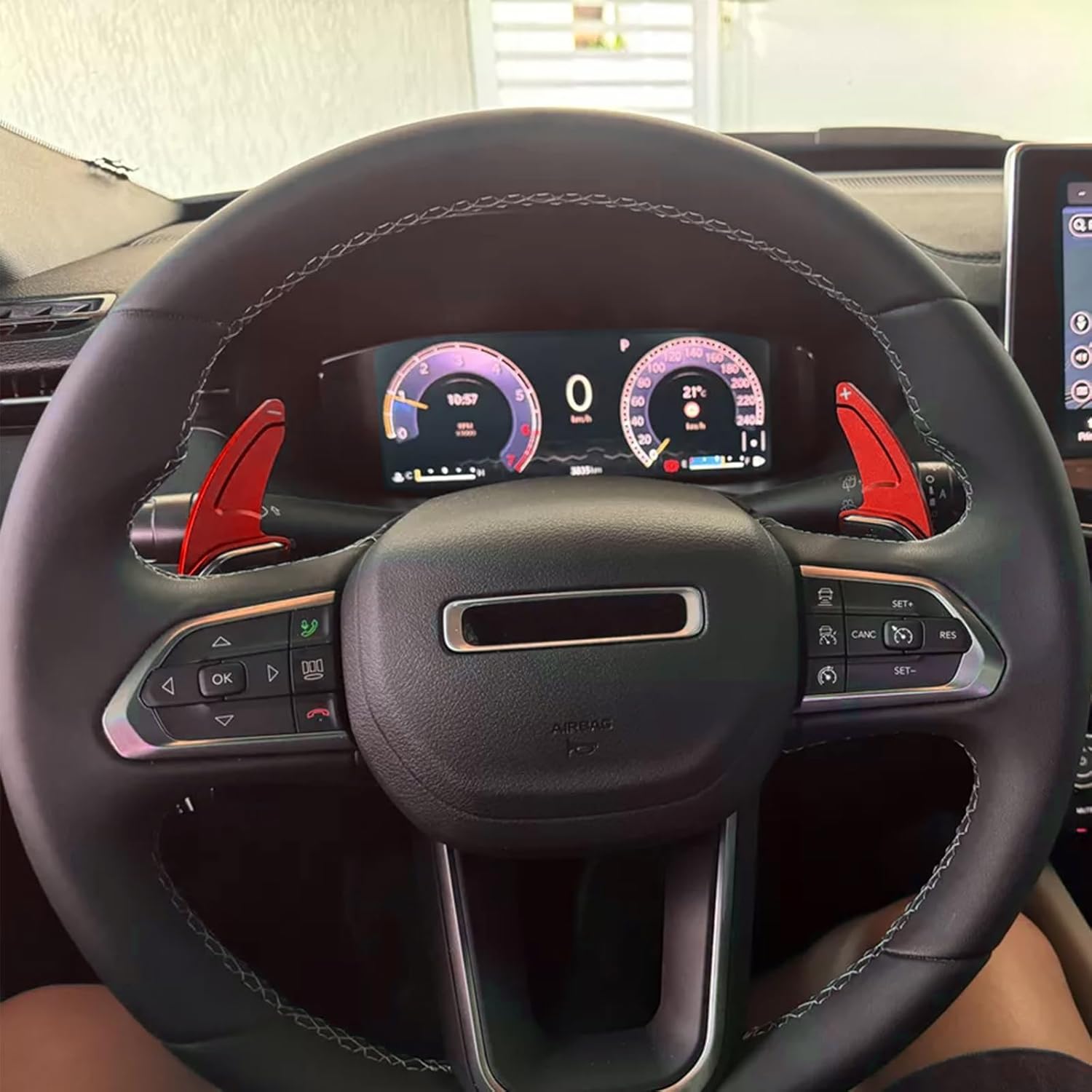 for Jeep Grand Cherokee/Grand Cherokee 4xe(2022-2025), Grand Cherokee L(2021-2025) Dodge Charger Daytona(2024-2025) Steering Wheel Shift Paddle Extension Auto Accessories (Red)