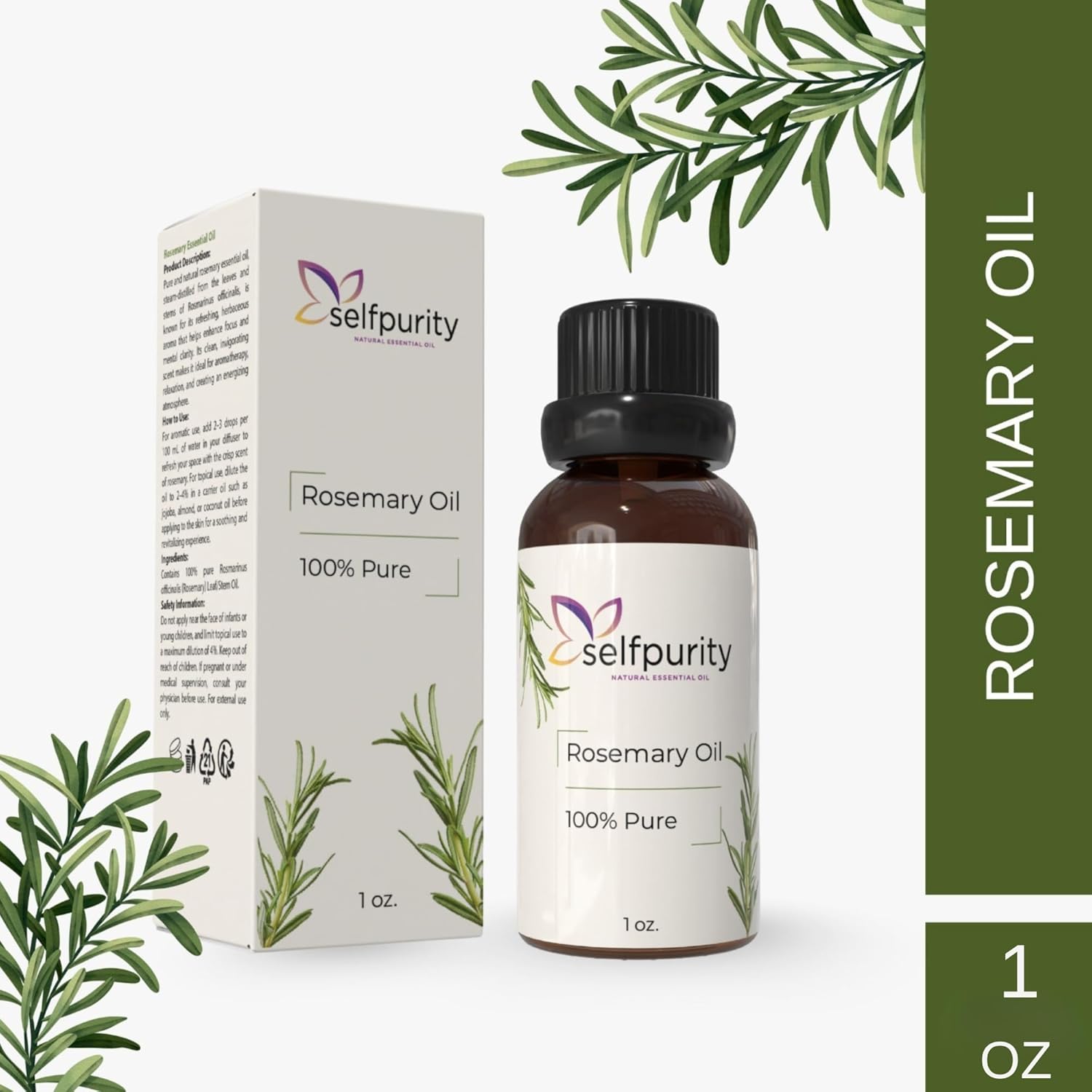 Rosemary Essential Oil, 1 Fl Oz (30 ml) Each, 100% Pure Natural Rosemary Oil for Hair, Scalp & Skin Care, Aromatherapy Diffuser Oil for Massage, Soap & Candle Making, Pack of 3
