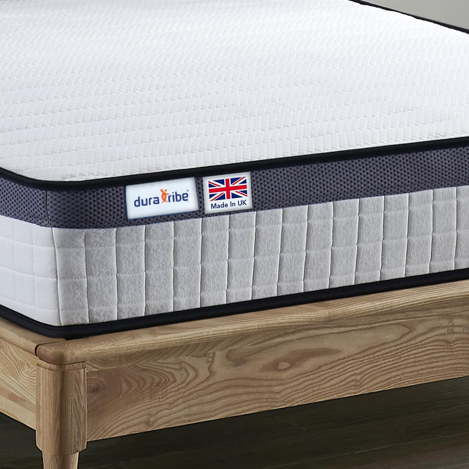 DURA TRIBE StarNap Hybrid Single Mattress Firm 23cm UK Made, with Memory Foam & Pocket Springs Single Bed Mattress Skin-Friendly, Extra Breathable Cover for Comfort (90x200 mattress)