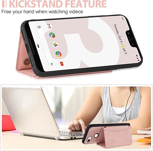Miniatura 6 de Asuwish Funda de teléfono para Google Pixel 3 XL con protector de pantalla de vidrio templado y soporte de tarjeta de crédito de piel sintética,