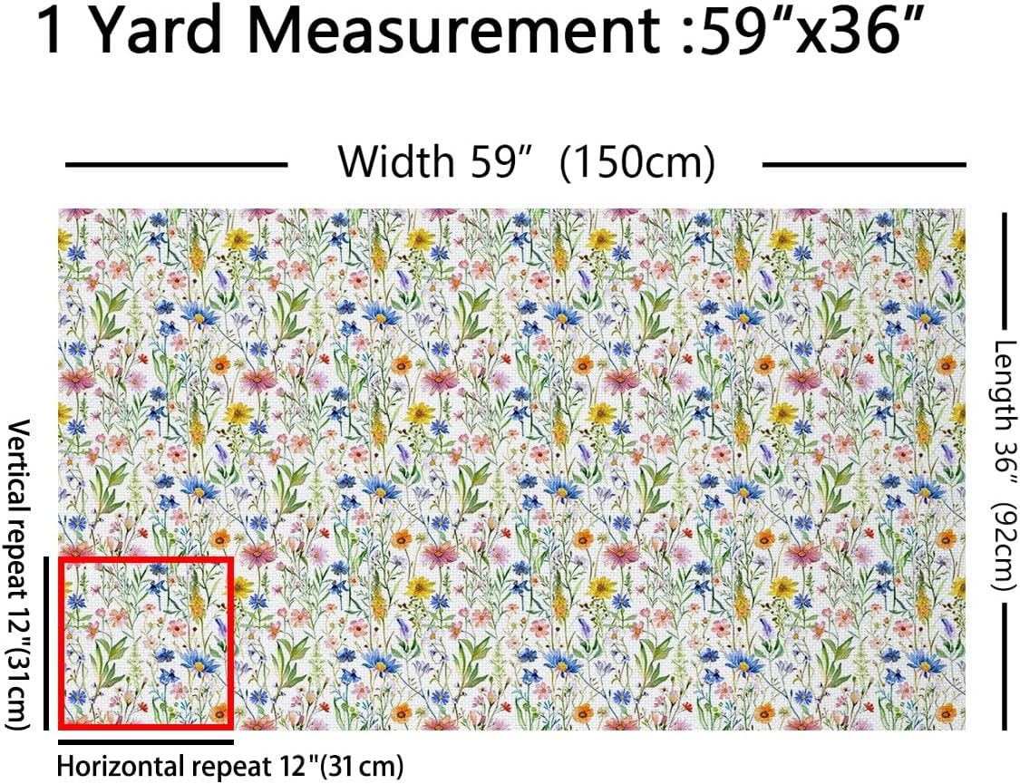 Feelyou Floral Fabric for Chairs Boys Girls Teens Botanical Floral Fabric by The Yard Kids Natural Theme Upholstery Fabric for Chairs Garden Flower Reupholstery Fabric Decor 2 Yard Soft Flannel