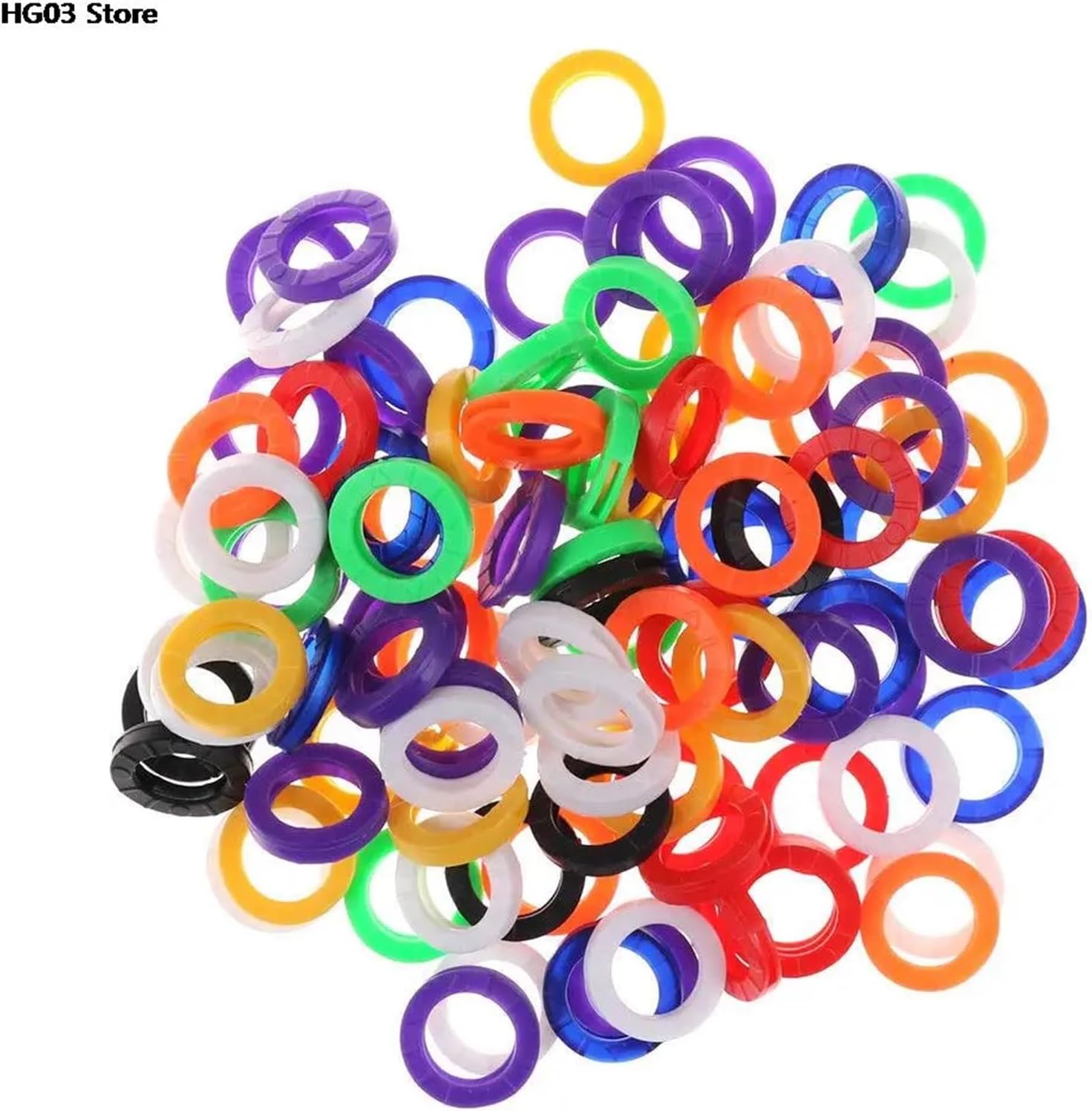50pcs Bright Colors Hollow Multi Color Rubber Soft Keys Locks Cap Key Covers Topper Keyring Elastic Case Round Soft Silicone