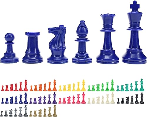 Miniatura 13 de WE Games Piezas de ajedrez Staunton de plástico brillante en color con rey de 3.75 pulgadas - Juego de ajedrez de torneo, solo piezas, mitad del