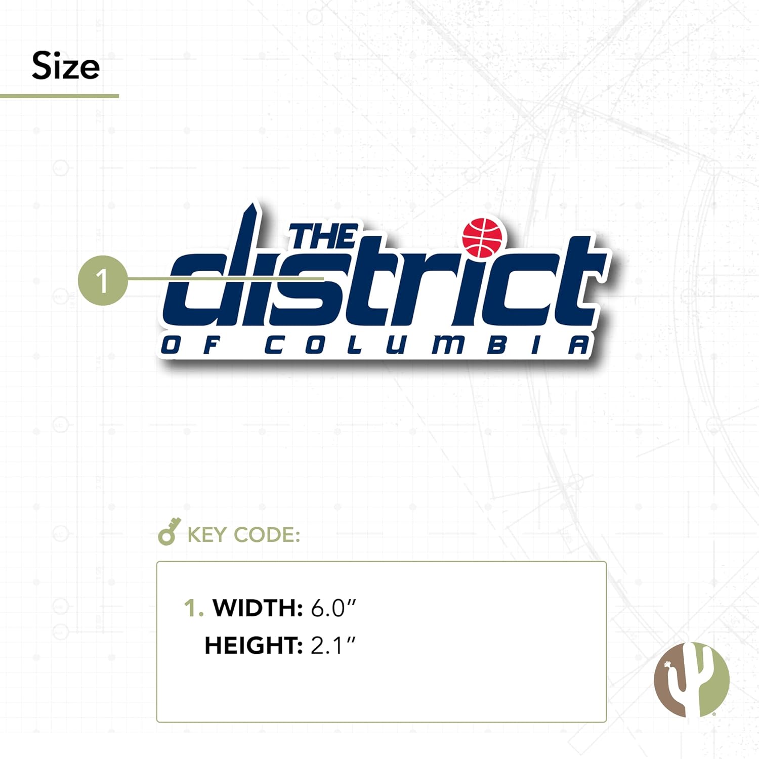Desert Cactus Washington Wizards Sticker NBA Officially Licensed Vinyl Decal Laptop Water Bottle Car Scrapbook (Individual 3)