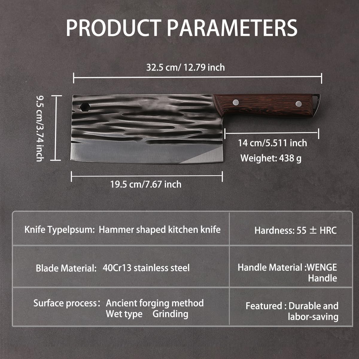 Ultra Forged Professional Butcher Knife, Handmade High-Carbon Clad Steel Boning Knife with Leather Sheath, Full Tang Pakkwood Handle - Multi-functional Meat Cleaver for Kitchen, Camping, BBQ, AS SHOW