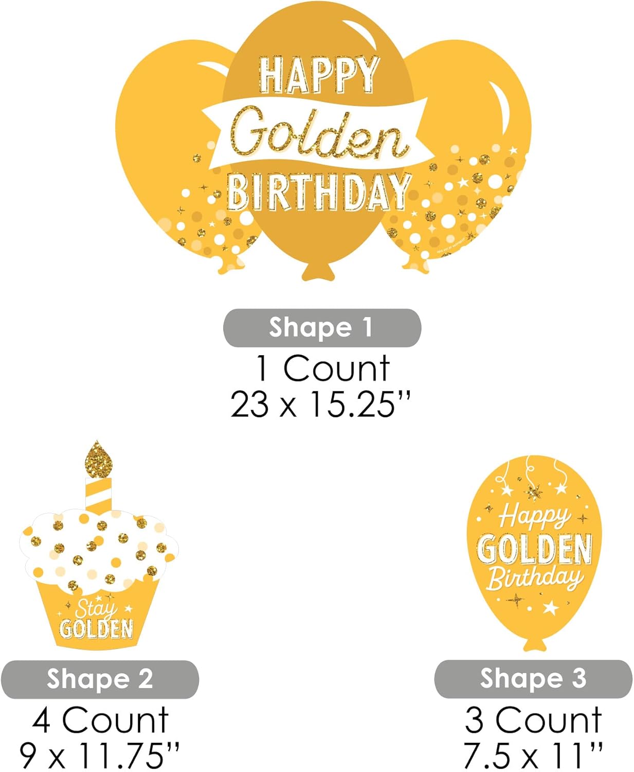 Big Dot of Happiness Golden Birthday - Yard Sign and Outdoor Lawn Decorations - Happy Birthday Party Yard Signs - Set of 8