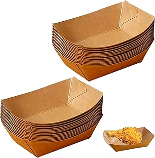 100 Stück Pommesschalen aus Pappe, Schiffchen Fingerfood Schalen Kraftpapier, Currywurst Schale, Einwegschalen für Pommes,Sushi, Snackschale Einweg für Party,Catering und Imbiss,12,5 x 8,3 x 3,6CM